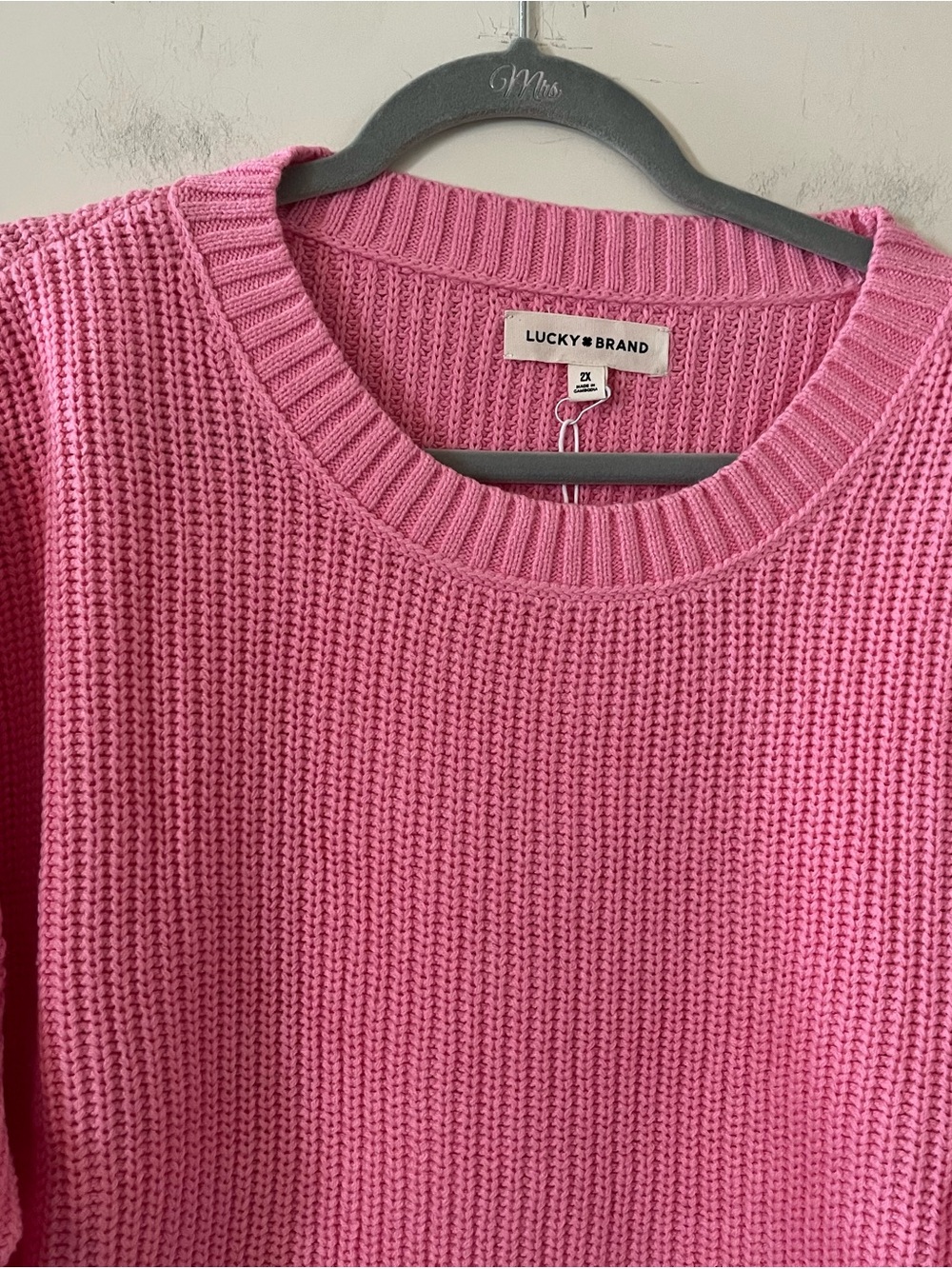 Lucky Brand Bubblegum Pink Crewneck Knit Sweater Women’s Size 2X - Picture 7 of 15